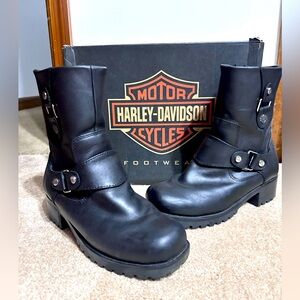 Harley-Davidson Black Leather Alivia Ankle Boots